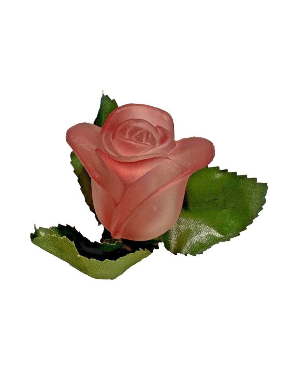 Vintage Old World Christmas Glass Pink Rose Bud Light Cover - Silk Leaves O-Ring